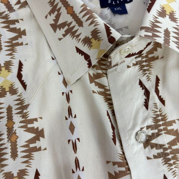 Mens Vintage Panhandle Slim Pearl Snap Western Aztec Shirt Short Sleeve XXL - Picture 12 of 14